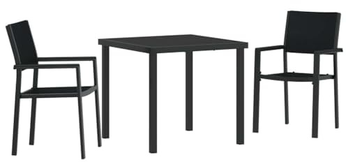 vidaXL Garden Dining Set 3 pcs Black Poly rattan, Garden and Terrace, Contemporary Dining Set, Durable Poly Rattan, UV-Resistant, Outdoor Gatherings, Modern Furniture