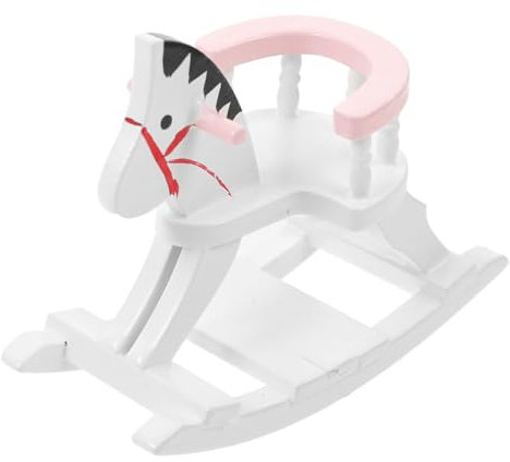 ERINGOGO Meubles De Mini Maison De Poupée Petit Poupées Décoration Figurine Ornement Miniatures Mini Jouets De Meubles De Maison Mini Mobilier De Maison Mini Cheval à Bascule en Bois Rose