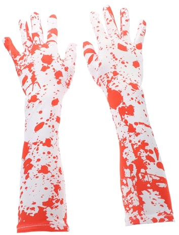 minkissy Blutige Halloween Handschuhe Mit Realistischen Blutflecken 1Paar | Langlebige Cosplay Handschuhe FüR KostüMpartys Gruselige Verkleidung FüR Halloween Und Mottopartys