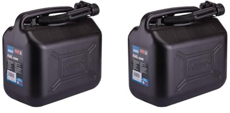 Draper 10L Kunststoff Benzinkanister | Kanister Kraftstoff Diesel Kanister | Wasserbehälter | mit flexiblem Auslauf | 09058 schwarz (Packung mit 2)