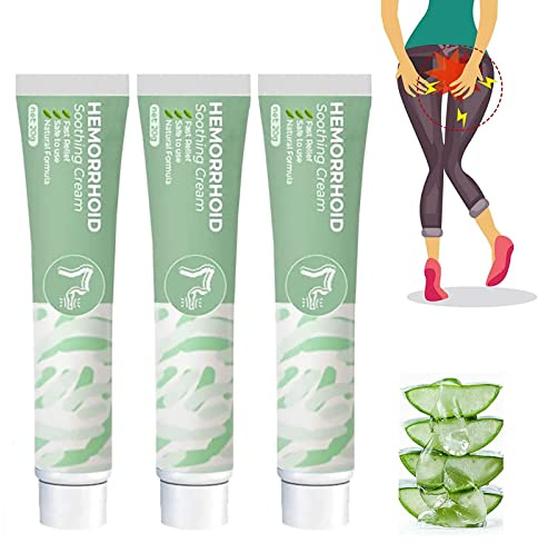 Crème apaisante contre les hémorroïdes, pommade naturelle contre les hémorroïdes à base de plantes, crème c/ontre les h/émorroïdes, douce et sûre, pour tous les âges (3 Pcs)