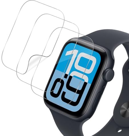 HidWee 3 Piezas Protector Pantalla para Apple Watch SE 3 44mm, Película TPU Auto-Reparación Cobertura Total Borde Curvo, HD Sin Burbujas, Hidrofóbico Anti-Sudor