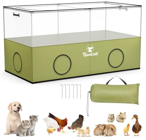 Pawaboo Kleintier-Laufstall, Faltbarer Laufstall Für Haustiere, Käfigzelt Für Welpen, Kätzchen, Meerschweinchen, Kaninchen, Hühner, Hamster, Für Den Innen- Und Außenbereich, Avocadogrün