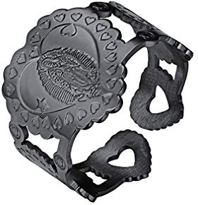 FaithHeart 316L Edelstahl schwarz Jungfrau Ring verstellbare Ring mit Geschenkebox für Mädchen und Jungen