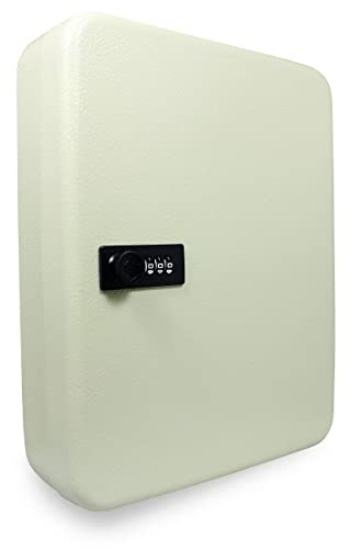 Safe 3988 Schlüsselkasten abschließbar inkl Schlüsselanhänger - Schlüsseltresor mit Zahlencode aussen - 3 stelliger Zahlencode - mit 45 Haken Maße 300x 245x 70 mm