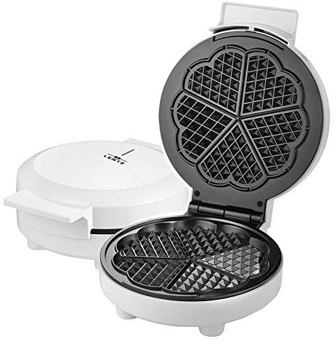 Waffeleisen von Lentz, weiss 1000 Watt, wärmeisolierter Griff 5 fach Herzform