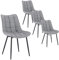 WOLTU Esszimmerstühle 4er Set Küchenstuhl Polsterstuhl Wohnzimmerstuhl Sessel mit Rückenlehne, Sitzfläche aus Kunstleder, Metallbeine, Antiklederoptik, Grau BH207gr-4