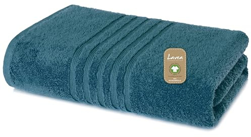 Lavea® Saunahandtuch 80x200 cm aus 100% Baumwolle – Großes Saunatuch für Damen & Herren, saugstarkes Frottiertuch, weich, strapazierfähig und waschbar, Frottierserie Bali - Kiefergrün