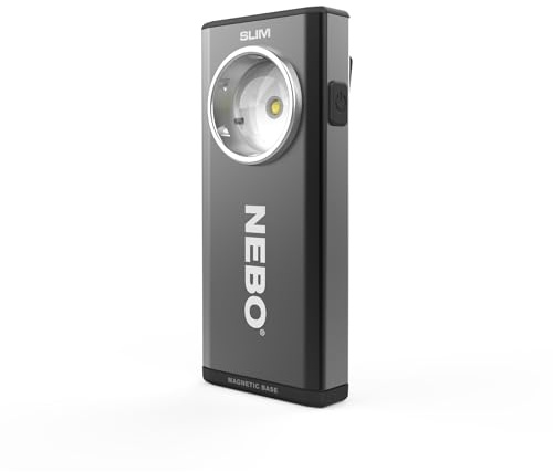 NEBO SLIM Pocket Flashlight | 500 Lumens, Rechargeable Mini EDC Work Light, Magnetic Base & Dimmable Brightness, Durable & Water Resistant, Includes Charging Cable — Black