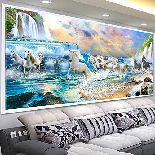 Nicole Knupfer 5D Diamond Painting Rhinestone Pferd Diamant Painting Kit Crystal Strass Handwerk Malerei DIY Mosaik Bild Handarbeit Basteln Wohnkultur (100x40cm)