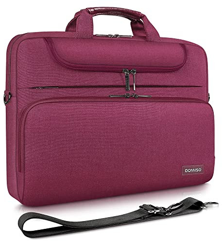DOMISO 13-13,3 Pouces Imperméable Sacoche de Protection Ordinateur Portable Sac à Bandoulière Serviette pour Apple 13 MacBook Retina / 13.3 Dell XPS 13 Inspiron 13 / Acer Swift 1 / Lenovo,Vin Rouge