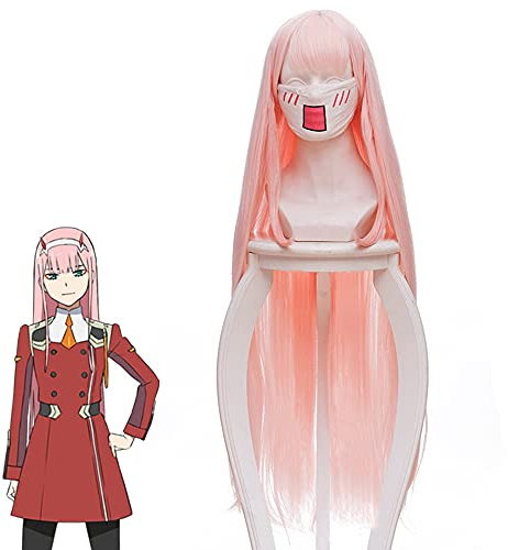 Topcosplay Anime DARLING in the FRANXX Cosplay Perücke ZERO TWO Perücke Lang Rosa Perücke für Halloween Kostüm (Rosa)