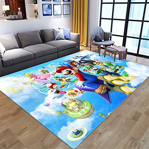 KIKCY Cartoon 3D Anime Super Mario Muster Wohnzimmer Schlafzimmer Teppich große Fläche Teppich Kinder Spielboden Matte Spielbereich Teppich (80 x 160 cm, 4)