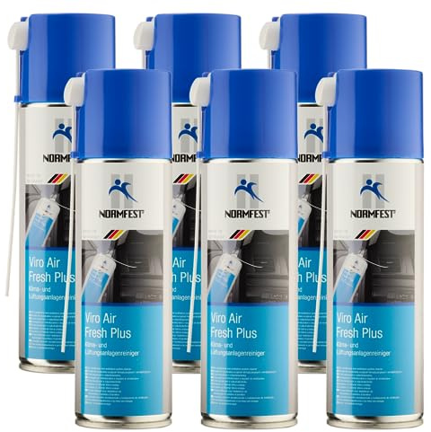 Normfest Viro Air Fresh Plus – Klimaanlagen-Desinfektion und Geruchsentferner für Fahrzeuge, bekämpft Bakterien, Pilze und Keime, frischer Zitrusduft, einfache Anwendung, 6x 300ml