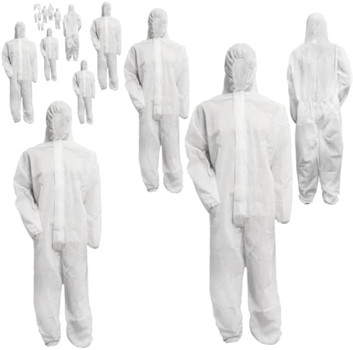 Bohrfux 10 Stück Maleranzug PP Einweganzug Overall mit Kapuze Gr. L-XXXL Schutzanzug (wählbar)