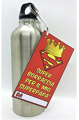Di&Gi Borraccia Alluminio 500 Ml. con Moschettone superpapà