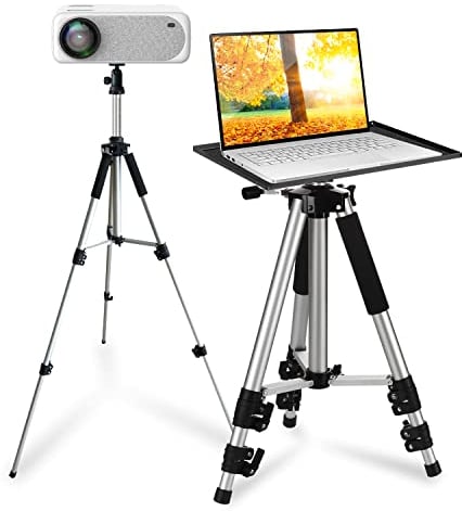 Adjustable Projector & Laptop Tripod Stand 43-122cm – Portable Multifunctional Camera, Webcam & DJ Stand with 1/4” Screw Ball Head and Carry Bag
