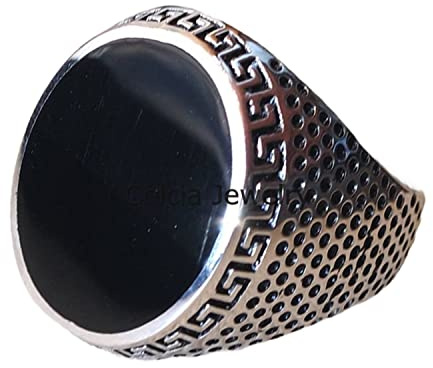 Echter schwarzer Onyx-Edelstein, klassischer Ring, türkischer Vintage-Stil, einzigartiger Herren-Siegelring, zarter Statement-Ring, Vatertagsgeschenk, oxidierter Silberring (schwarzer Onyx)