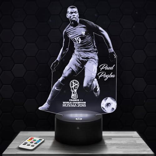 Nachttischlampe - Touch-Nachtlicht P. Pogba Fußballspieler 3D-LED-Lampe Illusion, Geschenkidee Weihnachten Geburtstag Junge und Mädchen Nachttischlampe Kinder- oder Erwachsenenzimmer