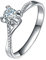 AMDXD Solitärring aus Platin, Kreuz Goldring Damen 0.3ct Labor Erstellt Diamant mit Diamant, Geschenk für Valentinstag Geburtstags Weihnachten, Echte Goldserie, Silber, Gr.65 (20.7)