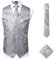 PARKLEES Klassische Herren-Weste, 3-teilig, Paisleymuster, Krawatte, Einstecktuch, Set, Hochzeit, Abschlussball, Party, Weste für Anzug oder Smoking, ZLSV08-Grau, XXL