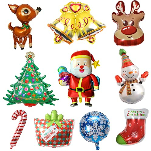 Taozoey 10 Piezas Globos de Aluminio para Navidad - Decoración de Fiesta con Globos de Helio