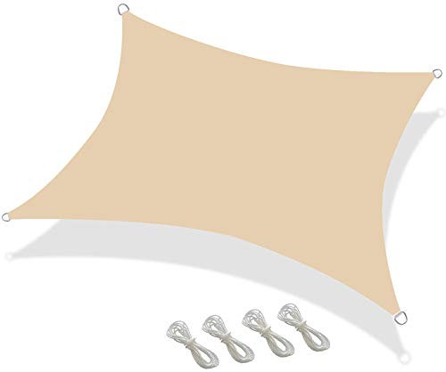 Exception Rectangle Imperméable Voile D'ombrage Auvent Auvent Abri Tissu Écran, 95% Blocage UV Résistant Aux UV Et À l'eau, pour Patio Extérieur Jardin Carport,3m x 4m