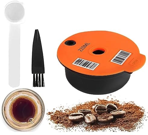 Honeyhouse Reusable Coffee Capsules, Compatible with Bosch Tassimo Machines,Refillable Coffee Filter,Coffee Pods with Readable Barcode (220 ML), A-orange