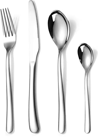 OriGlam Stainless Steel Flatware Cutlery Set Utensils, Silverware Cutlery Set, Tableware for Home Party Dishwasher Safe (Silver)