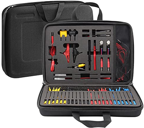 LYCEBELL Automotive Circuit Test Leads Kit, 92 Pieces Back Probe Pins Multimeter Test Leads Kit with Carrying Case, Electrical Testers Wire Connectors Adapter Cables with Alligator Clips