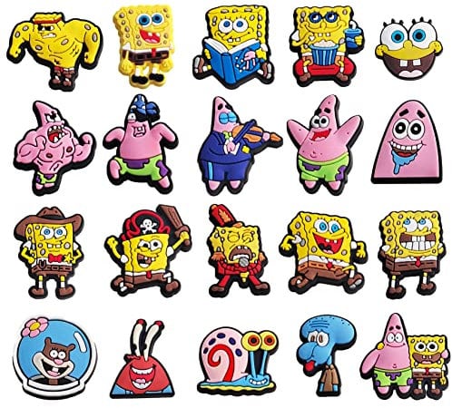 Shoe Charms for SpongeBob, Cartoon Shoe Decoration for Crocs Clog, Decoration Charms Accessories Pins Gifts for Kids Boy Girl Adult Men Women