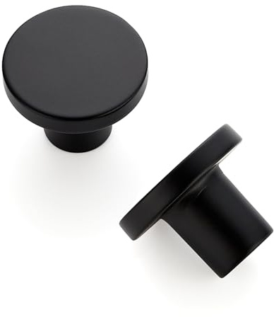 Ravinte 10 Pack Cabinet Knobs Black Kitchen Cabinet Knobs Round Dresser Drawer Pulls Closet Door Pulls 1-1/5 Inch