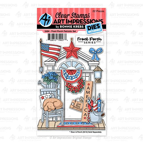 Art Impressions Front Porch Stamp & Die Set-Patriotic