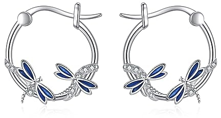 POPLYKE Natur Dragonfly Hoop Ohrringe Für Frauen 925 Sterling Silber Hypoallergene Ohrringe Schmuck Geburtstagsgeschenke