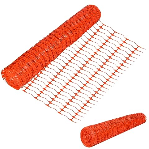 Froadp Weidezaun 1 m x 50 m Hühnerzaun Absperrzaun Schutznetz aus Kunststoff Mobiler Zaun Multifunktionale Begrenzungszaun Warnnetz Schafzaun Hundezaun Geflügelnetz Bauzaun (Orange)