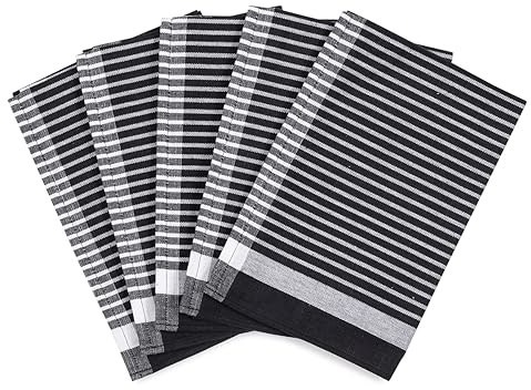 Ross - Exclusiv - 5 X Geschirrtücher - Baumwolle - Leinen - im Set (Schwarz)