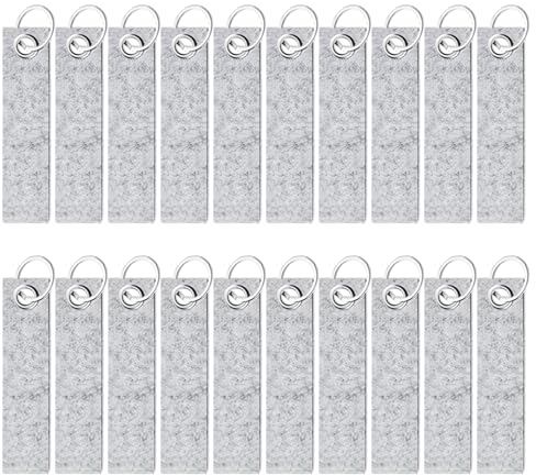 Pamtns 20 Stück Grau Schlüsselanhänger Filz mit Edelstahl Ring Personalisiert Rohlinge DIY Dekoration Handwerk für Selber Machen Basteln