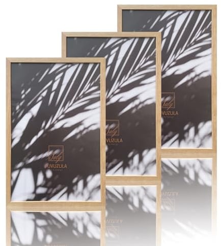 VUVUZULA Bilderrahmen 40x60cm Holz Fotorahmen Holzrahmen MDF Rahmen 40x60cm Eiche Natur 3er Set
