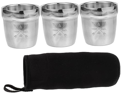 Yardwe 1ensemble Tasse De Voyage Acier Inoxydable Double Mug Portable Pour Camping Et Activités Extérieures Pour Plage Et Barbecue Résistant Et Léger Avec De Rangement