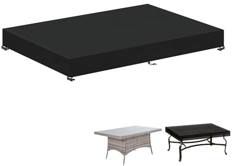 LAMUNI Tisch Abdeckung Outdoor Tischplatte Abdeckung Gartentisch Schutzhülle Gartenmöbel Hülle Wasserdicht Tischplattenhülle Gartentischhülle Abdeckplane Gartentisch, Rechteckig, 150x90x15cm