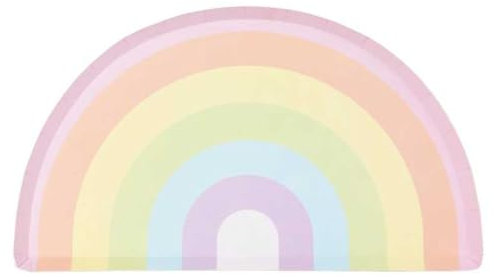 Ginger Ray Pastel Rainbow Shaped Paper Plates Party Tableware 8 Pack, Multicoloured