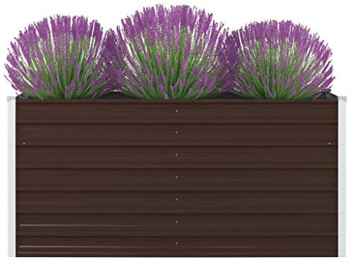 ARKEM Jardinera elevada de Acero galvanizado marrón 160x80x45 cm Jardinera Interior Maceteros Rectangulares Altos