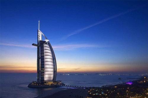 1000-teiliges Puzzle für Erwachsene – Burj Al Arab Sea UAE Dubai Hotel Puzzles, Spiele und Spielzeug für Familie, Freunde, Erwachsene Kinder – 1000 Teile, 50 x 70 cm