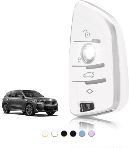 TOOMUME Coque Clé TPU, Etui Clé Étui Clé Adapté pour BMW Serie 1/2/3/4/5 X1 X2 X3 X4 X5 X6 F15 F16 F25 F44 F45 F48 F49 F85 F86 G30 G31 M3 M4 Z4, Couvre Clef Cache Cle Voiture Telécommande - Smart Key
