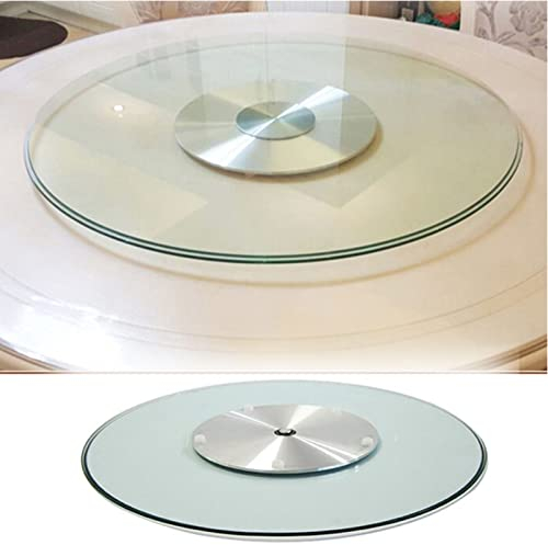 Plato giratorio de vidrio templado con base de aleación de aluminio, mesa redonda de comedor de hotel, plato giratorio de vidrio templado, 1 pieza (tamaño: 85 cm/33 pulgadas) (Onecolor 85 cm/33 pulga