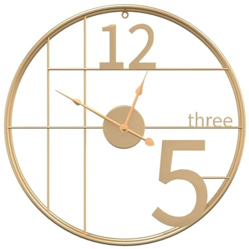 vidaXL Wanduhr Golden Ø50 cm Eisen, Uhr, Uhr Wand, Küchenwanduhr, Uhren, Uhren Wand, Wanduhr für Wohnzimmer, Wanduhr für Schlafzimmer, Badezimmeruhr