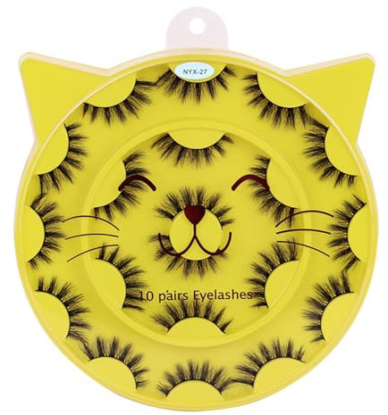 Falsche Wimpern 10 Paare Weiche Strähnenwimpern 3D Falsche Nerzwimpern Pack Schwarz Lang Weich Wiederverwendbare falsche Wimpern Lange Dicke Flauschige Falsche Wimpern (NYX-27)