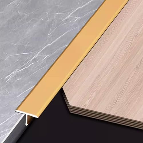 T-Profil Übergangsprofil Übergangsschiene Aluminium Übergangsleiste Abschlussprofil Übergangsschiene, Abdeckstreifen Für Fliesen, Teppich und Holzböden(Gold,2cm x 300cm)