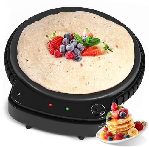 HOMELUX Ø50 cm Crêpes Maker 2500W Elektrische Crepesmaker Fladenbrot Bäcker mit Antihaftbeschichtung Stufenlose Temperatureinstellung für Crepe Pancake Yufka Katmer Sac Galettes Burritos Taccos