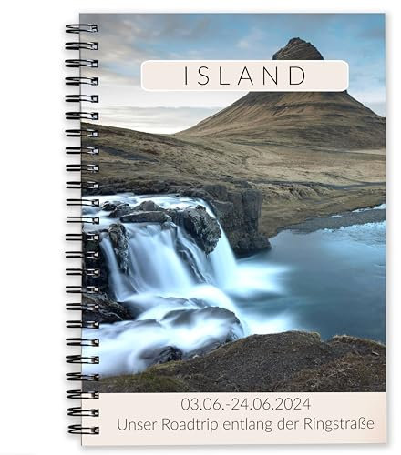 Calmondo Personalisiertes Reisetagebuch Island | abwechslungsreiches Reisenotizbuch mit Reiseplanung für 3 Wochen | Gestalte persönlichen deinen Reiseführer Island Geschenk für Reisen | DIN A5
